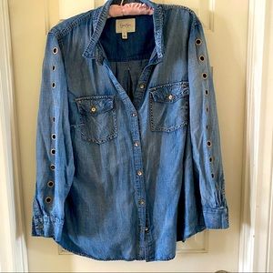 Jessica Simpson Chambray Button-Up 1X Top